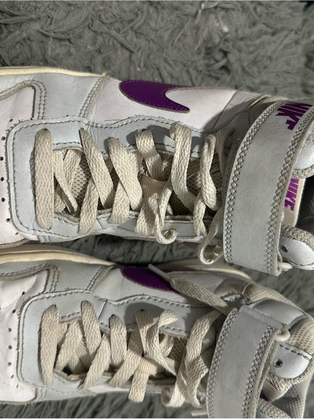 Nike Kids White and Purple Mid-Top Sneakers